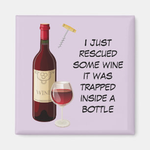 Wine bottle and glass illustration magnet