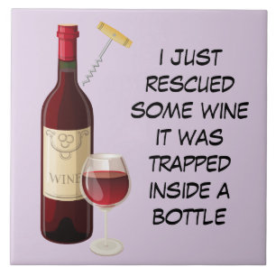 Wine bottle and glass illustration tile