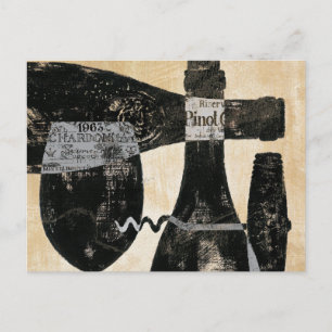 Wine Bottle and Glass Postcard