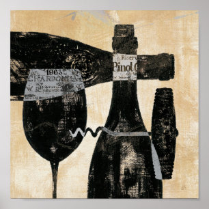 Wine Bottle and Glass Poster