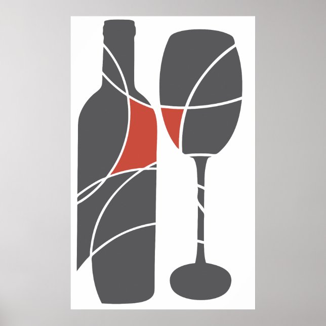 Wine bottle and glass poster (Front)