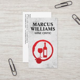 Wine Bottle and Glass Stain Logo   Grunge Backgrou Business Card
