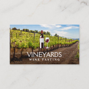 Wine Bottle and Glass   Vineyard Business Card