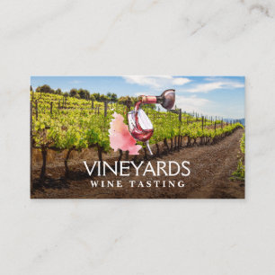 Wine Bottle and Glass Watercolor   Vineyard Business Card