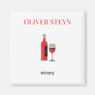 Wine bottle and glass white magnet