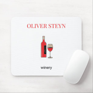 Wine bottle and glass white mouse mat