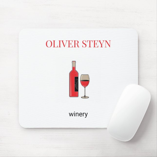 Wine bottle and glass white mouse mat (With Mouse)