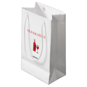 Wine bottle and glass white small gift bag