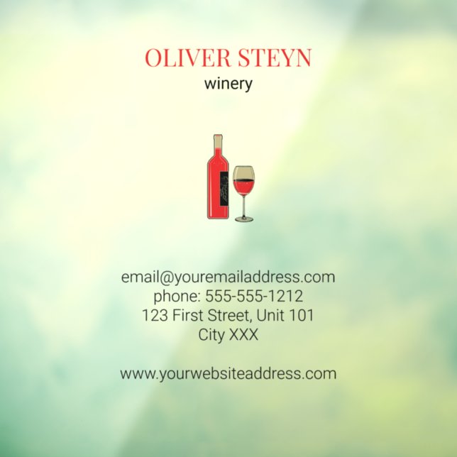 Wine bottle and glass white window cling (Sheet 3)