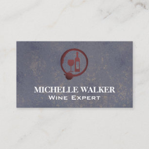 Wine Bottle and Glass   Wine Stain Texture  Business Card