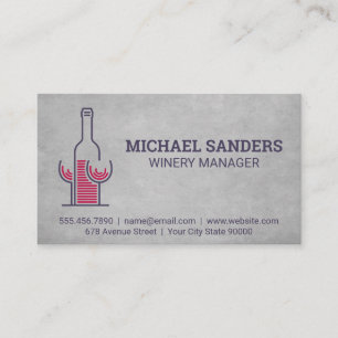 Wine Bottle and Glasses   Modern Logo Business Card
