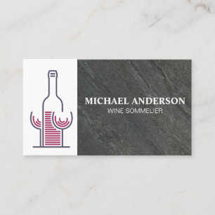Wine Bottle and Glasses Slate Business Card