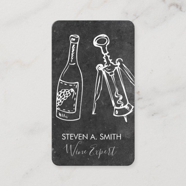 Wine Bottle and Opener Slate Business Card (Front)