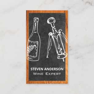 Wine Bottle and Opener   Wood Business Card