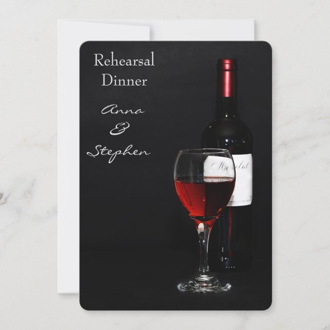 Wine bottle and wine glass invitation (Front)