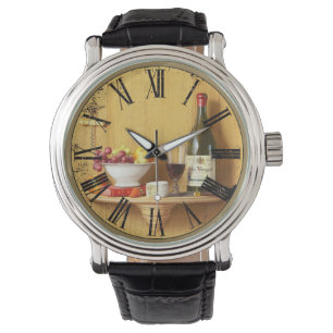 Wine Bottle and Wine Glass Roman Numeral Watch