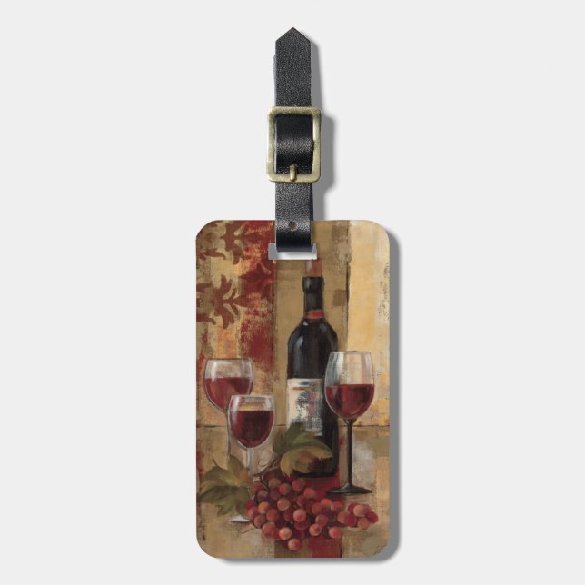 Wine Bottle and Wine Glasses Luggage Tag (Front Vertical)