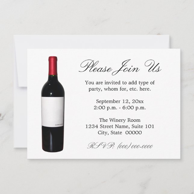 Wine Bottle (Blank Label) Invitations (Front)