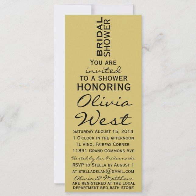 Wine Bottle Bridal Shower Invite - Chardonnay (Front)