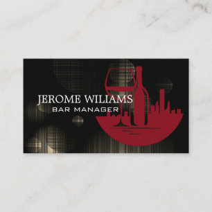 Wine Bottle City Skyline Business Card