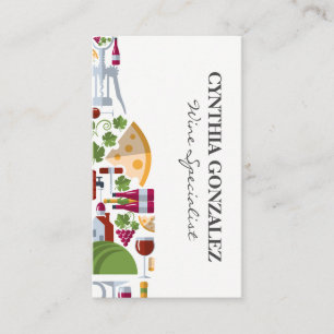 Wine Bottle Composition   Cheese Grapes Business Card