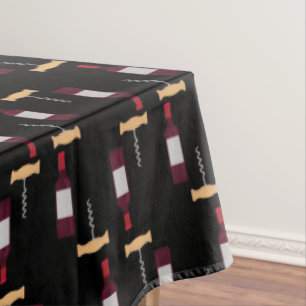 Wine Bottle Cork Screw Pattern Tablecloth