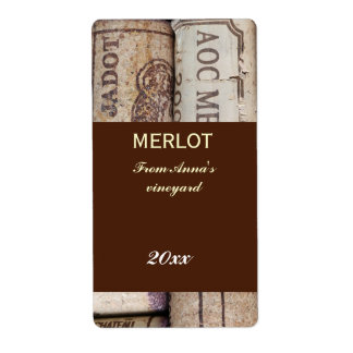 Wine bottle corks bottle label