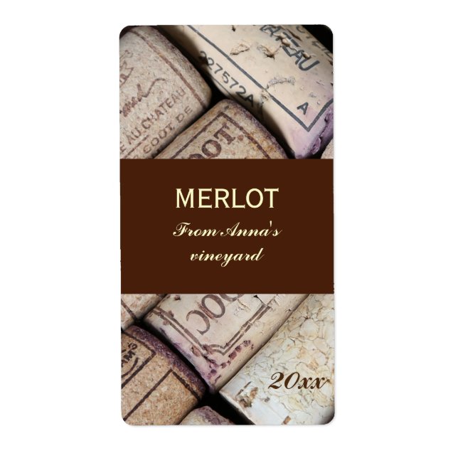 Wine bottle corks bottle label (Front)
