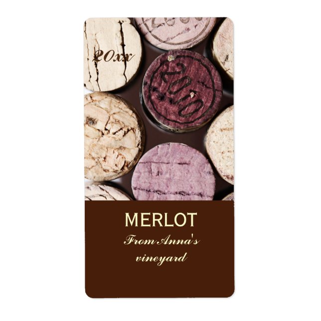 Wine bottle corks bottle label (Front)