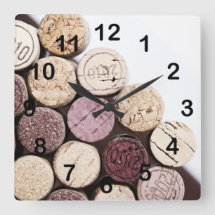 Wine bottle corks square wall clock
