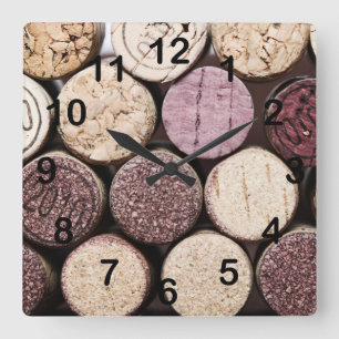 Wine bottle corks square wall clock