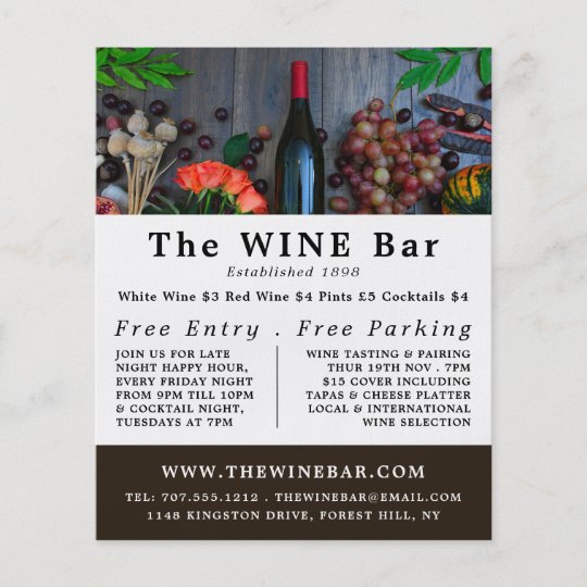 Wine Bottle Display, Wine Bar/Winery Advertising Flyer Zazzle.co.uk