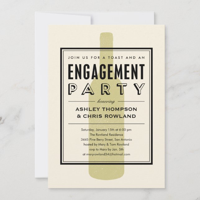 Wine Bottle Engagement Party Invitations (Front)
