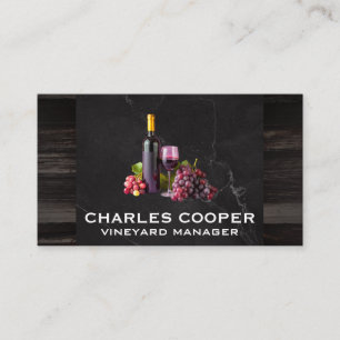 Wine Bottle Glass and Grapes   Tastings Business Card