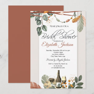 Wine Bottle Glass,Boho Bridal Shower   Invitation