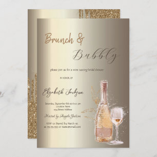 Wine Bottle Glass Champagne Bridal Shower Invitation