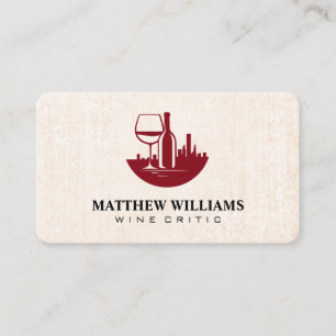 Wine Bottle Glass   City Skyline Business Card