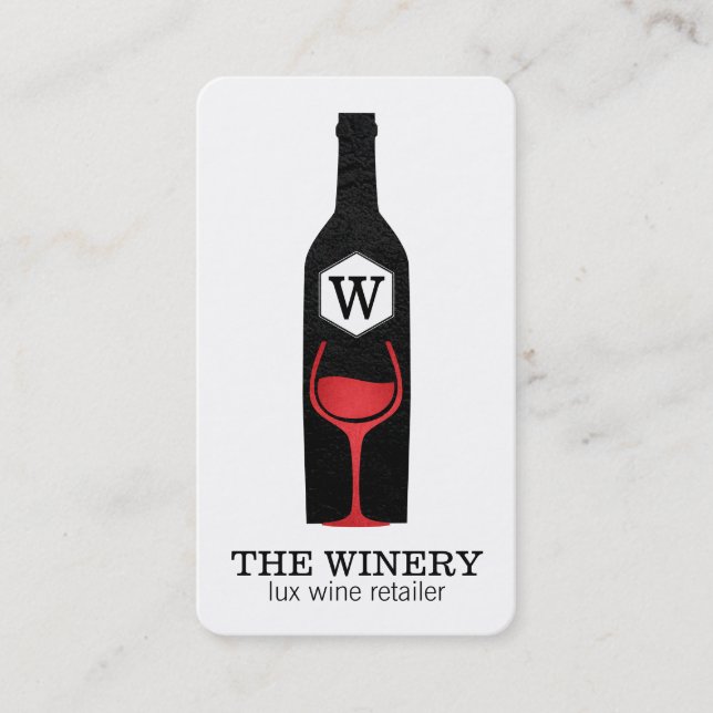 Wine Bottle & Glass | Lux | Texture Business Card (Front)
