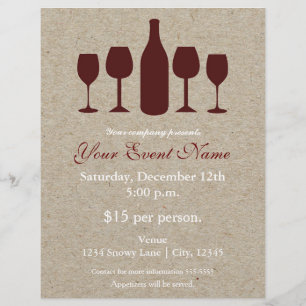 Wine Bottle & Glasses Holiday Event Flyer Poster