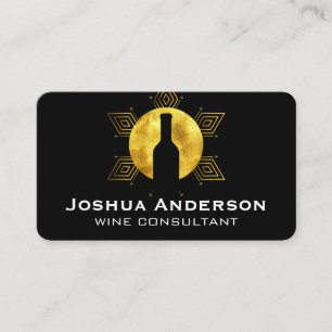 Wine Bottle Gold Pattern Business Card