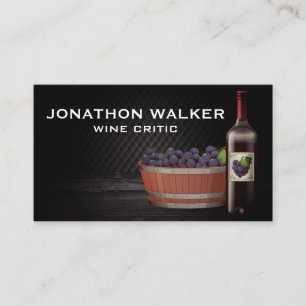 Wine Bottle   Grapes in Barrel Business Card