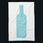 Wine Bottle Illustration - Modern White Name Tea Towel<br><div class="desc">Bachelorette Party Favour - A simple drawing with an area to add a last name or any text. A perfect design for a wine lover or a BYOB party. If your bridesmaids love wine,  you can add their names or a groomsman name for wedding favours.</div>