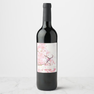 WINE BOTTLE LABEL : CHERRY BLOSSOM BRANCH