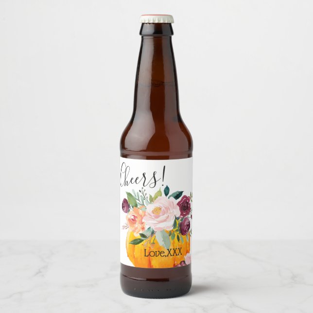 wine bottle LABEL fall party, pumpkin, autumn, (Front)