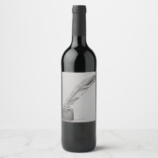 Wine bottle label, Feather n ink, Wedding feather Wine Label