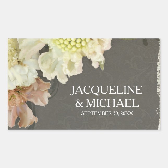 Wine Bottle Label Modern Flowers Painterly Style (Front)