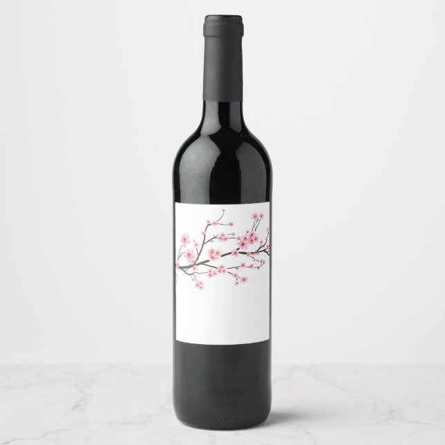 WINE BOTTLE LABEL : SAKURA CHERRY BLOSSOMS (Front)