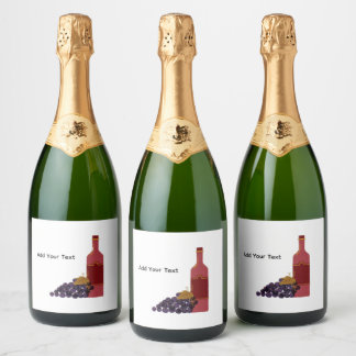 Wine Bottle Label with Grapes
