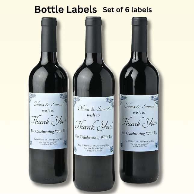Wine Bottle Labels - Blue Peony Wedding (Creator Uploaded)