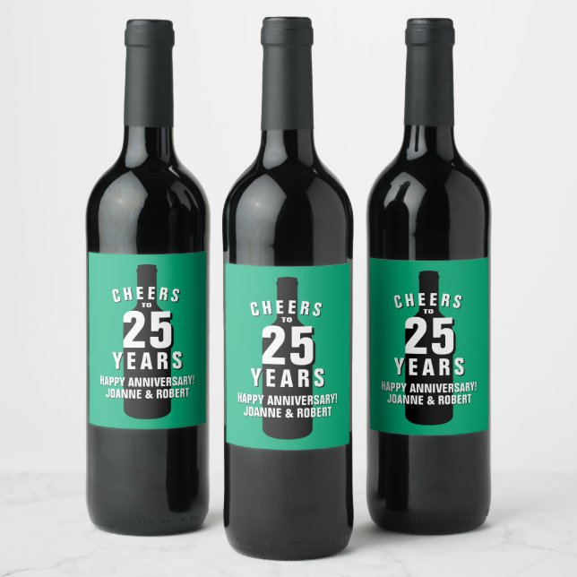 Wine Bottle Labels for 25th wedding anniversary (Bottles)